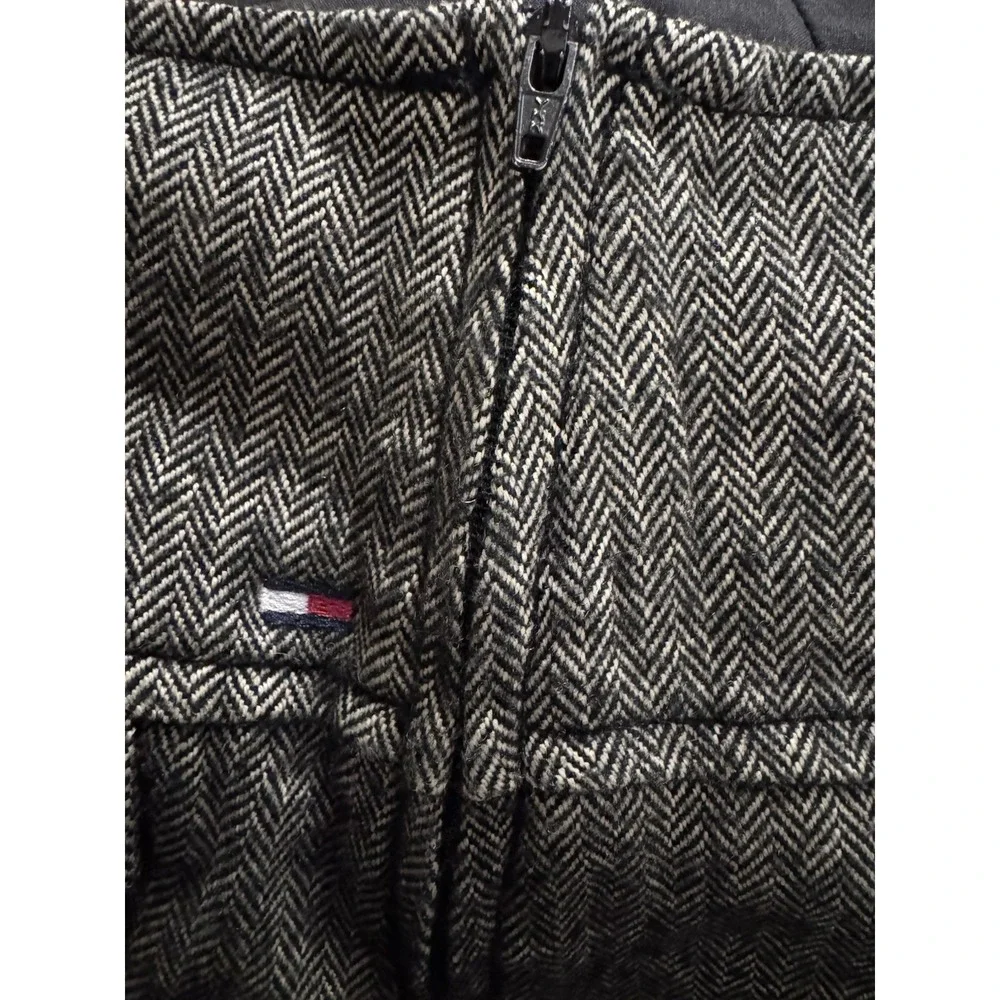 Vintage Tommy Jeans Herringbone Mini Skirt Gray Wool Blend Y2K Size 9‎